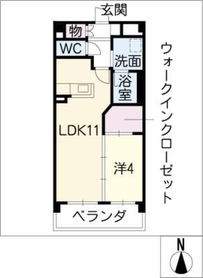 カーサ デル アスカル(1LDK/2階)の間取り写真