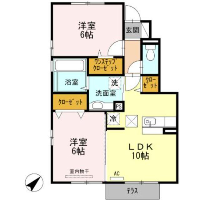 グリーンフィールド B(2LDK/1階)の間取り写真