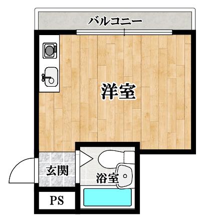 リバーフロントKS(ワンルーム/3階)の間取り写真