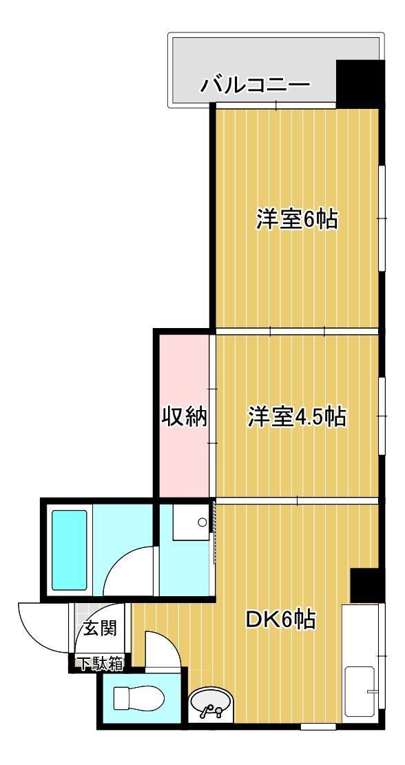 千石ビル(2DK/3階)の間取り写真
