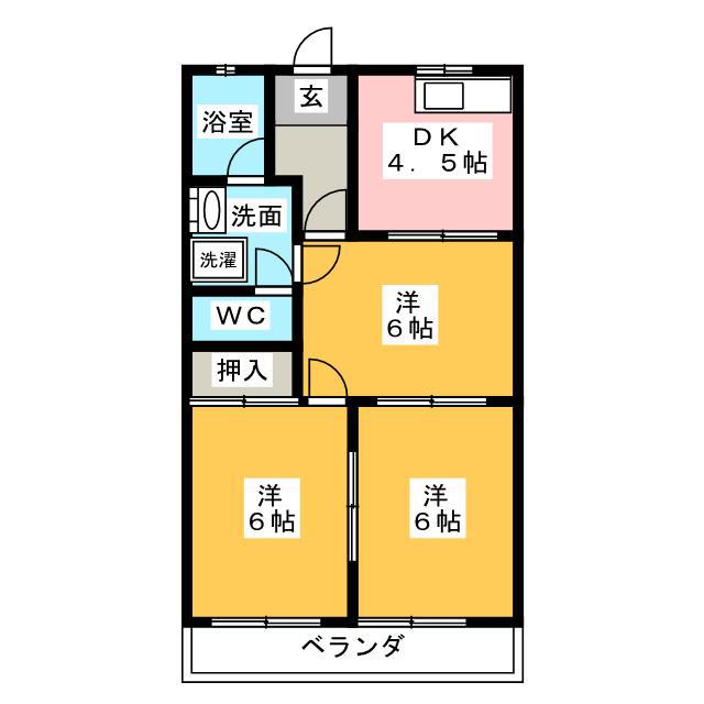 ダイヤマンションA(3DK/2階)の間取り写真