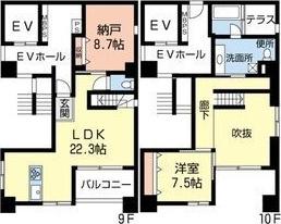大須APARTMENT(1SLDK/9階)の間取り写真