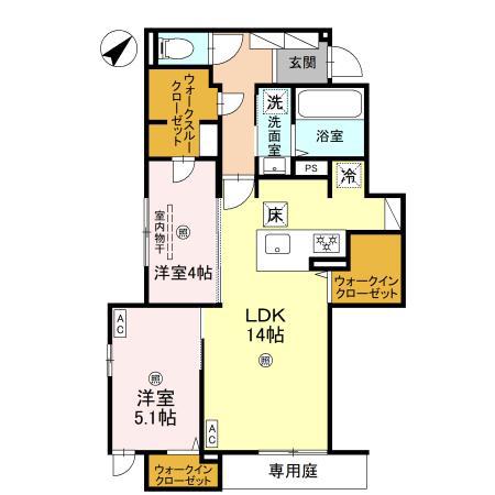 DーROOM上新庄南口(2LDK/1階)の間取り写真