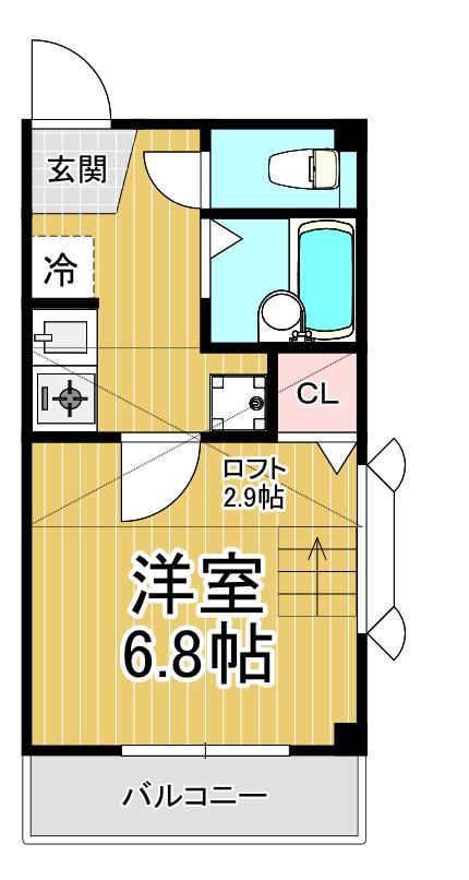 シンブコーポ(1K/3階)の間取り写真