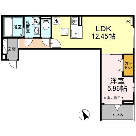 セレスティア四つ木I(1LDK/1階)の間取り写真