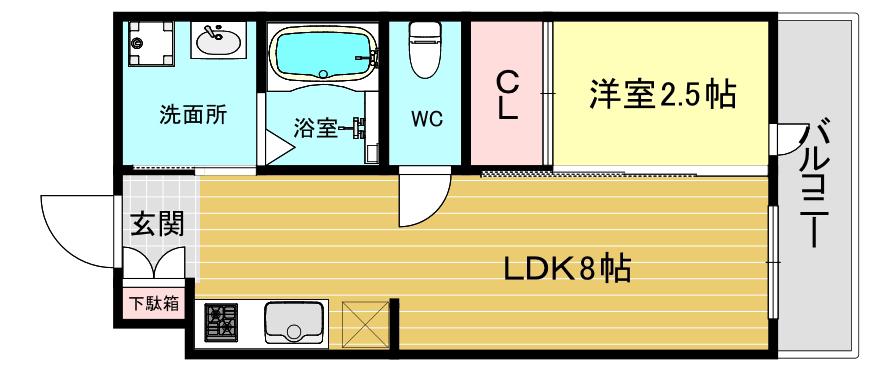 AILE甲東園(1LDK/2階)の間取り写真