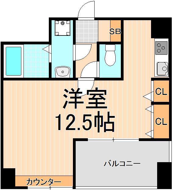 ラヴィン(ワンルーム/2階)の間取り写真