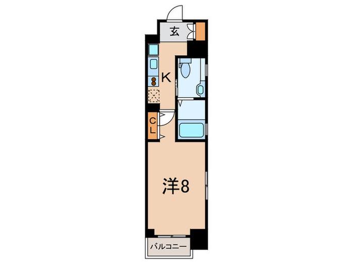 パークキューブ大井町(1K/8階)の間取り写真