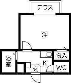 BELONG枚方(1K/1階)の間取り写真