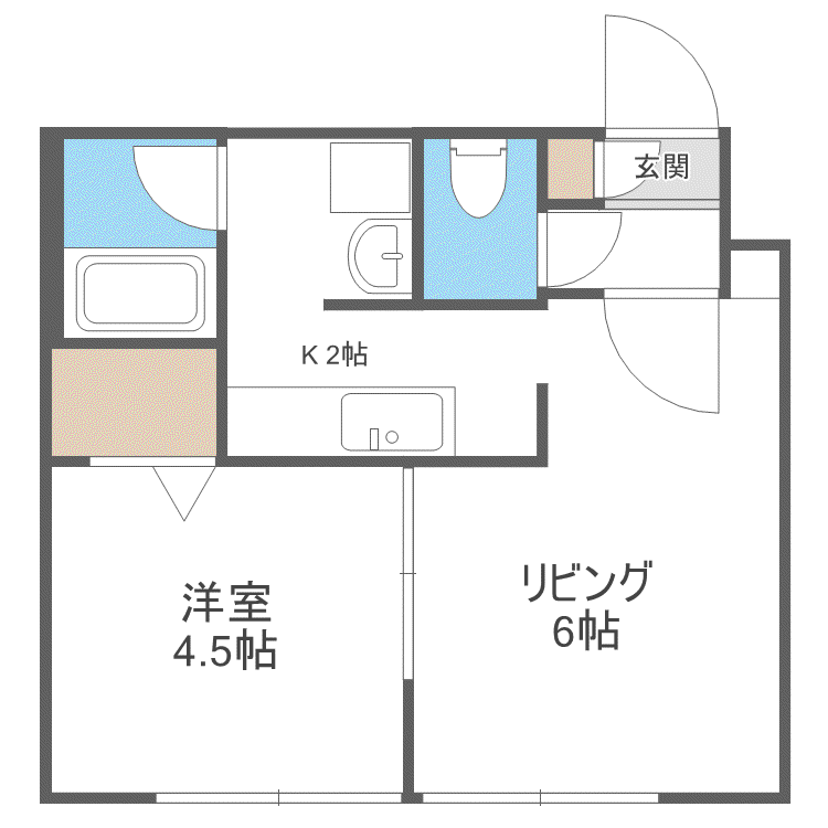 メビウス(1LDK/4階)の間取り写真