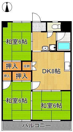 ダルマックスビル(3DK/2階)の間取り写真