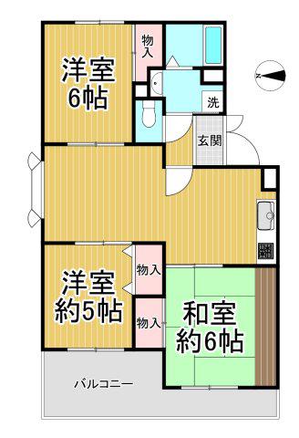 サニーハイツ高台 A棟(3LDK/3階)の間取り写真