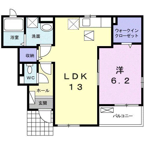 ポラリスII(1LDK/1階)の間取り写真