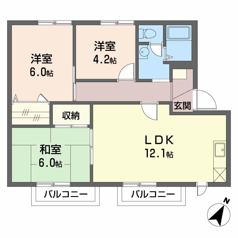 フジハイム(3LDK/2階)の間取り写真