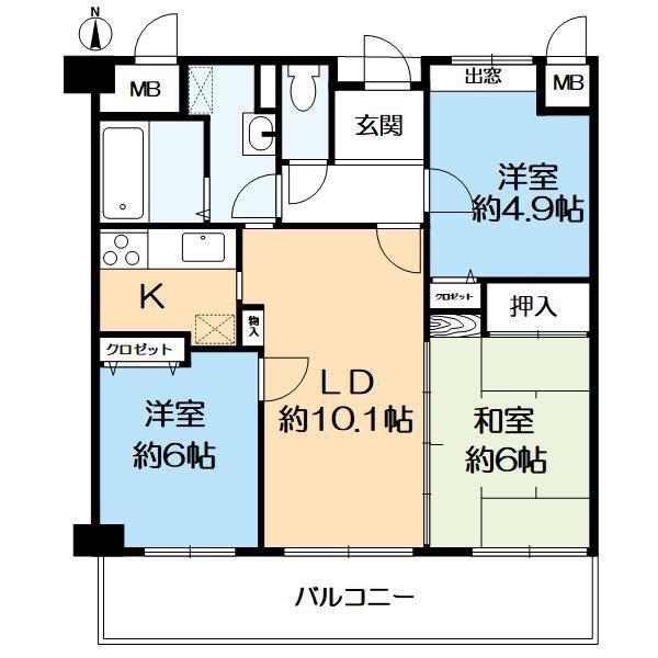 サニーパレスミツモト(3LDK/2階)の間取り写真