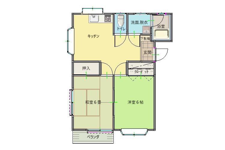 コンフォートヒルズ(2DK/1階)の間取り写真