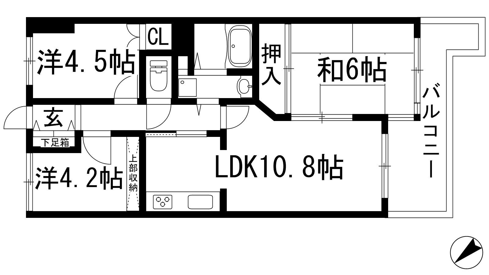 NEOダイキョー逆瀬川(3LDK/2階)の間取り写真