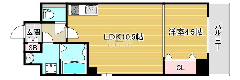 オルゴグラートNAMBA(1LDK/9階)の間取り写真