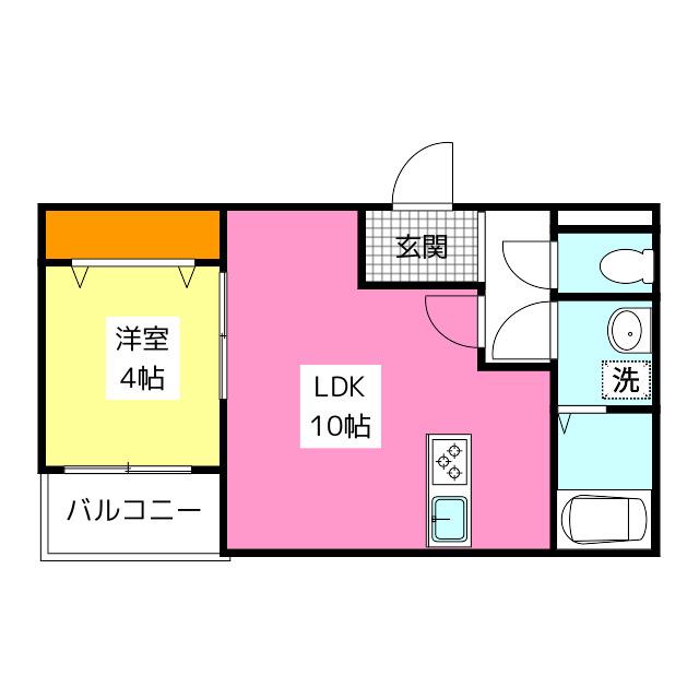 メゾンクレール大野城(1LDK/1階)の間取り写真