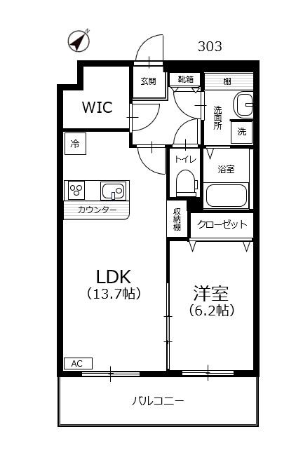 PARAM(1LDK/3階)の間取り写真