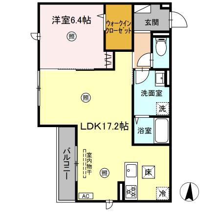 グランヒルHS石垣(1LDK/1階)の間取り写真