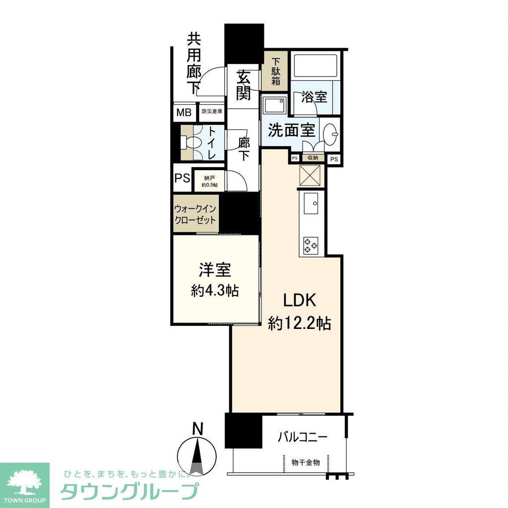 プラウドタワー栄(1LDK/4階)の間取り写真