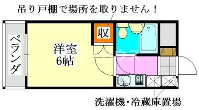 山京マンション(1K/2階)の間取り写真
