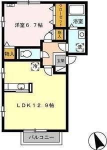 ルミエール清洲B(1LDK/2階)の間取り写真