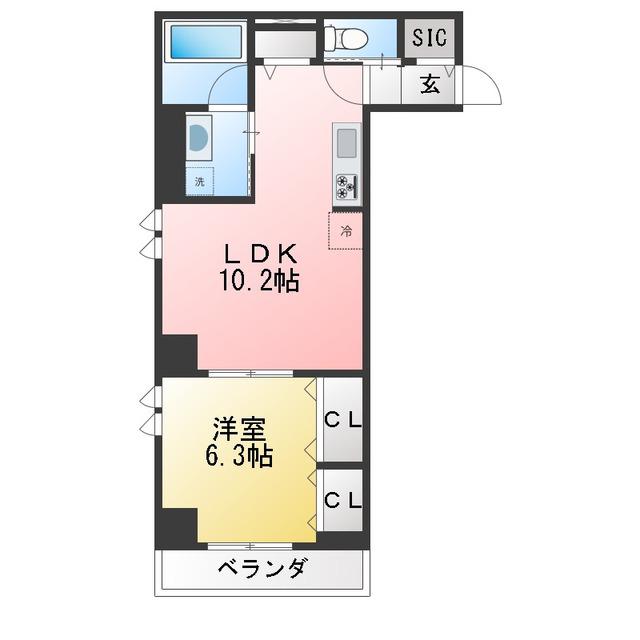 CLASKA(1LDK/3階)の間取り写真