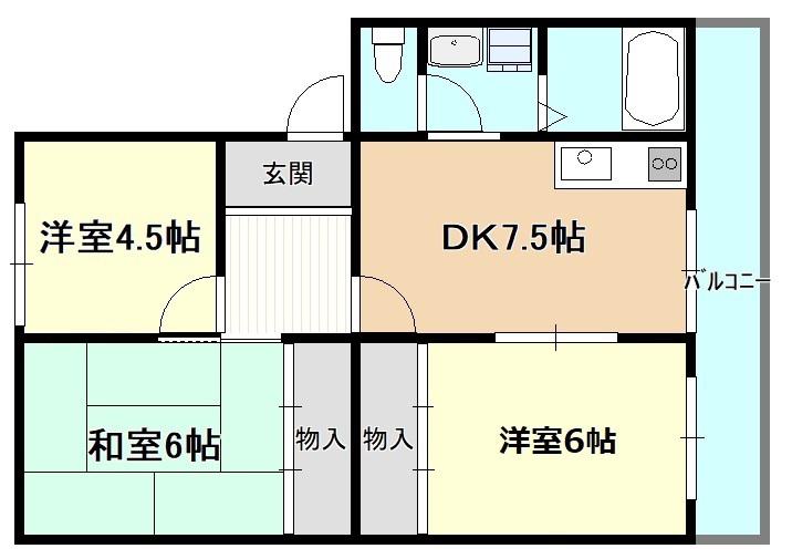 すずらん台コート(3DK/3階)の間取り写真