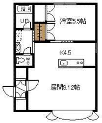 ティアラI(1LDK/2階)の間取り写真