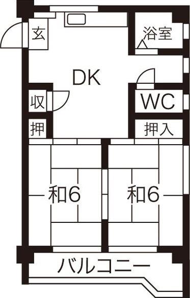 キリン堂ビル(2DK/3階)の間取り写真