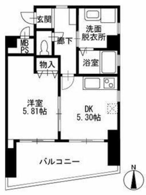 グランドマークコート(1DK/4階)の間取り写真