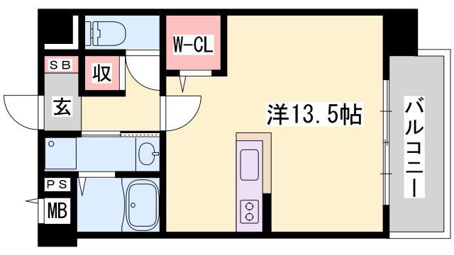 メゾンハピネスII(ワンルーム/1階)の間取り写真