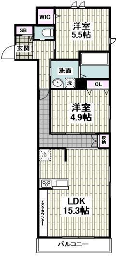 WELA 由比ガ浜(2LDK/3階)の間取り写真
