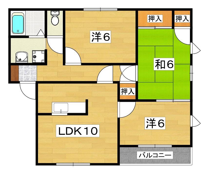 アルカディアC棟(3LDK/1階)の間取り写真