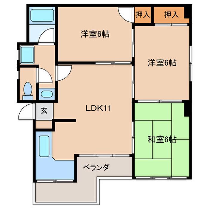 三洋ビル(3LDK/3階)の間取り写真
