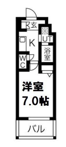 リヴィアス難波エアリー(1K/3階)の間取り写真