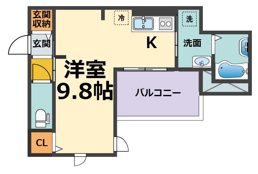 アモーレ松香園(1K/1階)の間取り写真