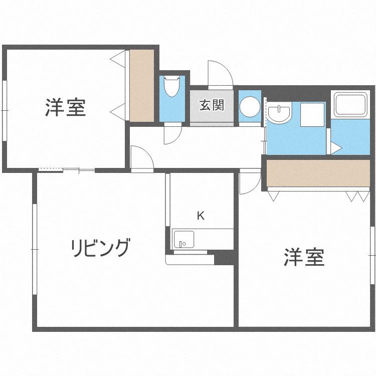 メゾンドソレイユV(2LDK/1階)の間取り写真