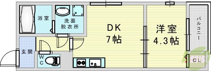 ピノコⅡ(1DK/1階)の間取り写真
