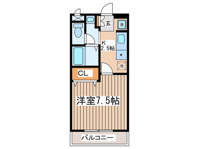 サンハイム湘南(1K/2階)の間取り写真