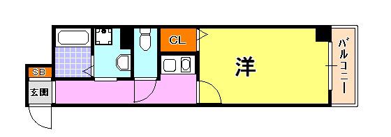CITYSPIRE神戸元町II(1K/3階)の間取り写真