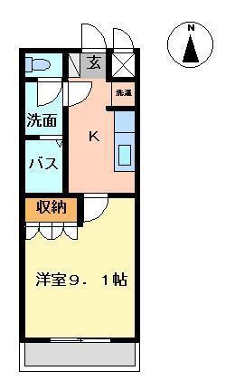 セレーノ牧(1K/2階)の間取り写真