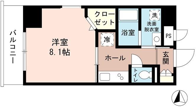 グレイスコート曲田(1K/2階)の間取り写真
