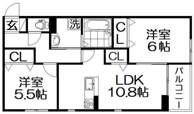 シュロス(2LDK/3階)の間取り写真