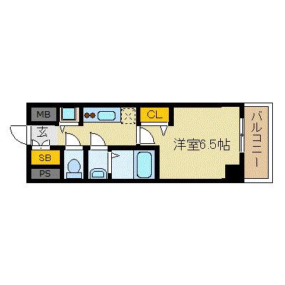 エス・キュート京町堀(1K/9階)の間取り写真