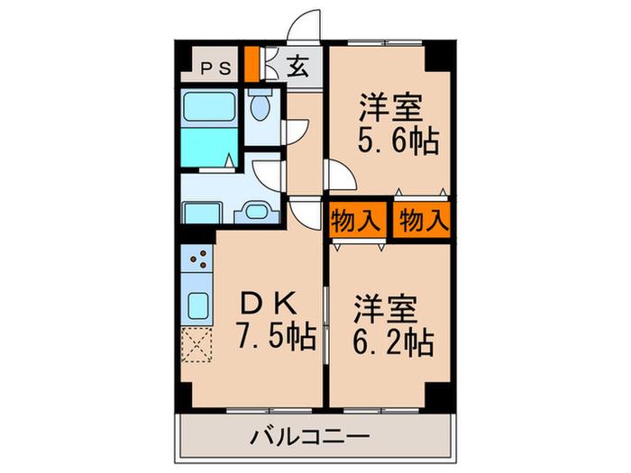 ステラガーデン(2DK/2階)の間取り写真