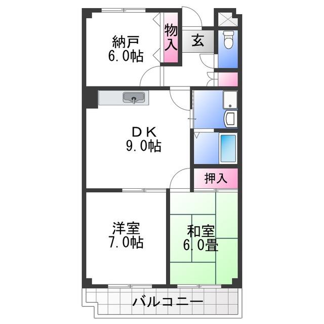 フレンテ大宮(2SDK/1階)の間取り写真