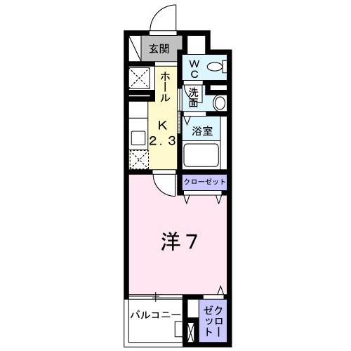 ルミソラーレ(1K/1階)の間取り写真